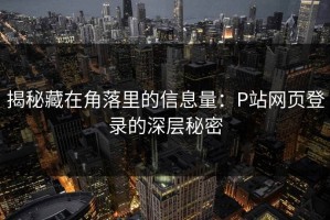 揭秘藏在角落里的信息量：P站网页登录的深层秘密