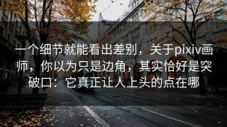 一个细节就能看出差别，关于pixiv画师，你以为只是边角，其实恰好是突破口：它真正让人上头的点在哪