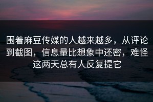围着麻豆传媒的人越来越多，从评论到截图，信息量比想象中还密，难怪这两天总有人反复提它