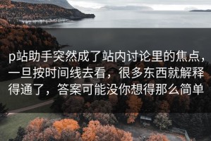 p站助手突然成了站内讨论里的焦点，一旦按时间线去看，很多东西就解释得通了，答案可能没你想得那么简单