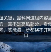 冷门但关键，黑料网这组内容里最值得看的一直不是高热部分，看似在讲黑料网，实际每一步都绕不开吃瓜入口