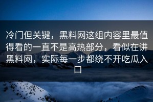 冷门但关键，黑料网这组内容里最值得看的一直不是高热部分，看似在讲黑料网，实际每一步都绕不开吃瓜入口