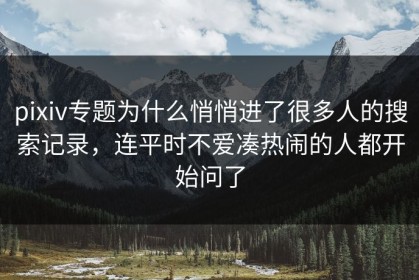 pixiv专题为什么悄悄进了很多人的搜索记录，连平时不爱凑热闹的人都开始问了