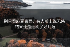 别只看麻豆表面，有人嘴上说无感，结果还是连刷了好几遍