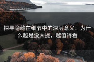 探寻隐藏在细节中的深层意义：为什么越是没人提，越值得看