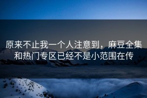 原来不止我一个人注意到，麻豆全集和热门专区已经不是小范围在传