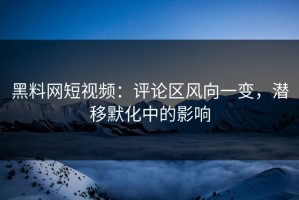 黑料网短视频：评论区风向一变，潜移默化中的影响