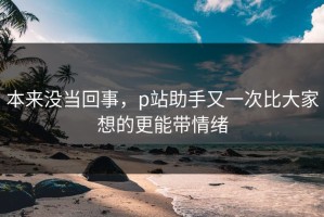本来没当回事，p站助手又一次比大家想的更能带情绪