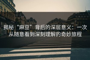 揭秘“麻豆”背后的深层意义：一次从随意看到深刻理解的奇妙旅程