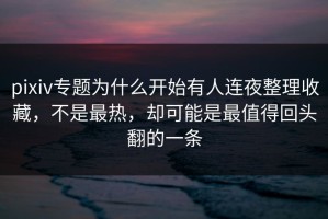 pixiv专题为什么开始有人连夜整理收藏，不是最热，却可能是最值得回头翻的一条