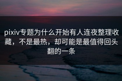 pixiv专题为什么开始有人连夜整理收藏，不是最热，却可能是最值得回头翻的一条