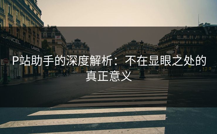 P站助手的深度解析:不在显眼之处的真正意义 P站助手的深度解析:不在显眼之处的真正意义