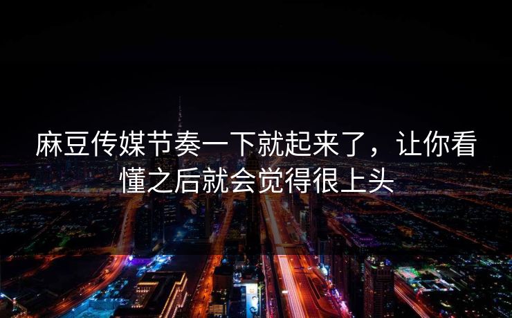 麻豆传媒节奏一下就起来了，让你看懂之后就会觉得很上头