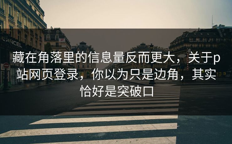 藏在角落里的信息量反而更大，关于p站网页登录，你以为只是边角，其实恰好是突破口