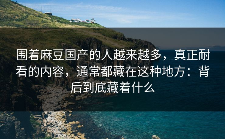围着麻豆国产的人越来越多，真正耐看的内容，通常都藏在这种地方：背后到底藏着什么