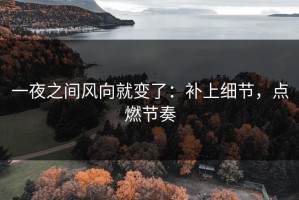 一夜之间风向就变了：补上细节，点燃节奏