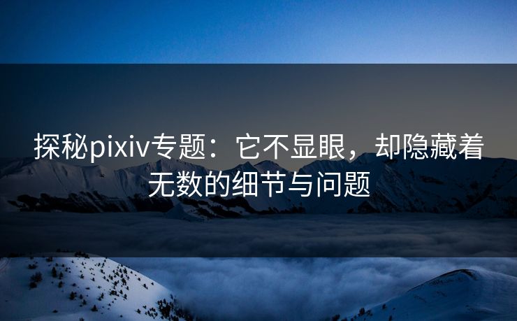 探秘pixiv专题：它不显眼，却隐藏着无数的细节与问题